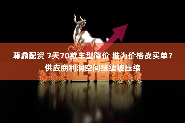 尊鼎配资 7天70款车型降价 谁为价格战买单？供应商利润空间继续被压缩