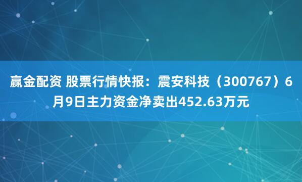 赢金配资 股票行情快报：震安科技（300767）6月9日主力资金净卖出452.63万元